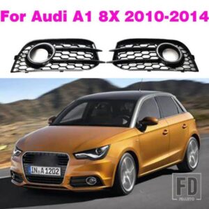フォグライトランプカバーハニカムメッシュ六角フロントグリルグリルクロームブラックアウディ A1 8X 2010-2014 8X0807681A 8X0807682A