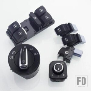 ヘッドライトスイッチ + クロームパワーサイドミラースイッチ VW ゴルフ 5 6 ジェッタ 5 6 パサート B6 トゥーラン ティグアン シロッコ AMAROK