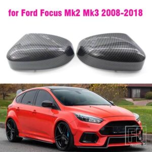 カーボン明黒サイドバックミラーカバーフォードフォーカス MK2 MK3 2008-17