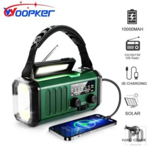 WOOPKER ラジオ E30 10000MAH FM 緊急ラジオソーラーハンドクランクジェネレーター AM/FM/NOAA LED ポータブルラジオ SOS アラーム電源銀行