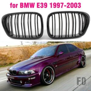 フロントセンターマットブラックワイドキドニーフードグリルグリル BMW E39 525 528 530 535 M5 1997 2003