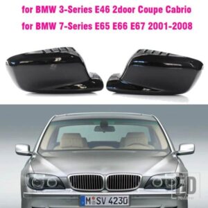 カーボン明黒サイドバックミラーカバー BMW 3 7 シリーズ E46 E65 E66 E67 745I 750I 760LI 730LI
