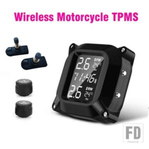 ワイヤレスオートバイ TPMS タイヤエア圧システム 2 個アウターセンサー LCD 時間表示タイヤ温度モニターアラーム