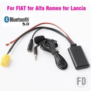 BLUETOOTH 5.0 AUX アダプターワイヤレスラジオステレオマイク 6 ピンフィアット 500 グランデプントフィオリーノランチアムーサアルファロメオ