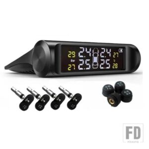 太陽光発電 USB TPMS タイヤエア圧システム LCD 4 アウター/インナーセンサー SUV セダン用温度ハザード