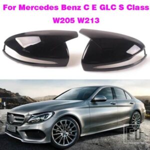 LHD ブライトブラックバックミラーカバーメルセデスベンツ C E GLC S クラス W205 W213 W222 交換用カバーキャップ