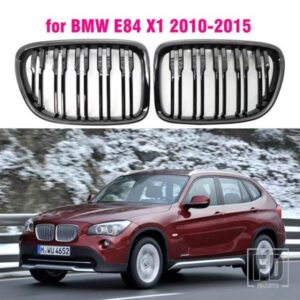 BMW X1 シリーズ E84 2010-2015 グロスブラックフロントバンパーデュアルスラットフロントキドニーグリルグリル