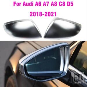 LHD バックミラーカバーキャップアウディ新 A6 C8 A7 A8 D5 2018 2019 マット自動サイドミラーカバー交換