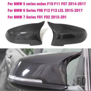 BMW 5 6 7 シリーズブラックミラーカバー F10 F11 F18 F07 F12 F13 F06 F01 F02 LCL カーボンパターンミラーカバー