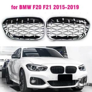 ダイヤモンドスタイルファッションフロントグリル BMW F20 F21 2015-2019 118I 120I 125I M140I グロスブラックグリル