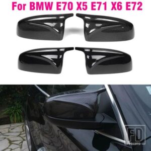 1 ペアカーボンルック ABS ミラーカバーサイドバックミラーキャップの交換 BMW X5 X6 E70 E71 2007-2013