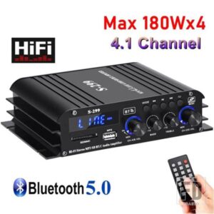 オーディオアンプ S-299 チャンネル 4.1 デジタルアンプ BLUETOOTH 5.0 定格電力 40WX4 リモコン付きホームシアターカー RV 蒸気ボート用