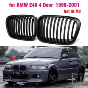 グロスブラックフロントキドニーグリルスラットスタイルグリル用BMW E46 4ドア35796カースタイリング