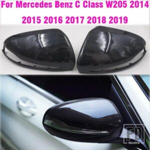 LHD バックミラーカバーメルセデスベンツ C W205 E W213 GLC クラス X253 S クラス W222 ABS カーボングロスブラック