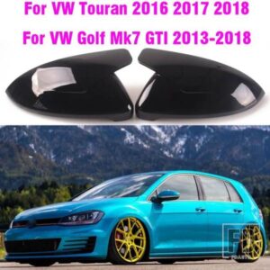 明黒サイドバックミラーカバー VW ゴルフ GTI 7 MK7 2014-18 トゥーラン