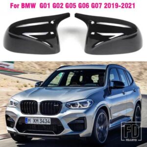 カーボン/ABS バックミラーカバー BMW X3 G01 X4 G02 X5 G05 X6 G06 X7 G07 2018-2022 M スタイル ABS グロスブラック