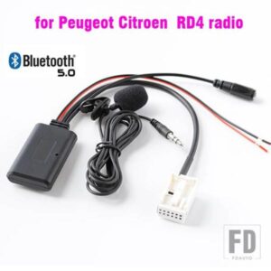 BLUETOOTH AUX アダプタワイヤレスラジオステレオケーブルマイクプジョー 207 307 407 308 シトロエン C2 C3 RD4