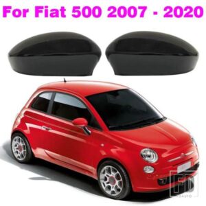 フィアット 500 2007-14 - 2020 ミラーカバーキャップバックミラーケースカバー明黒カバー