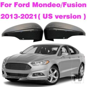 2 個サイドウイングミラーカバー 2013-2018 フォードフュージョンサイドバックミラーカバーキャップ明黒リアビューキャップ