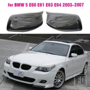 カーボンリアビュードアウイングミラーサイドミラーカバーキャップシェルケース BMW E60 E61 E63 E64 5 シリーズモデル 2004-2008