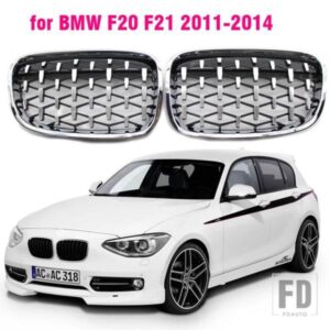 クロームブラックダイヤモンドキドニーグリルグリル 1 ペア屋外抗抵抗リペア部品 BMW 1 シリーズ F20 F21 2011-2014