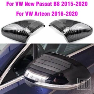 VW パサート B8 キャップ 2016-20 ブラックサイドミラーカバー 光沢パールブラック カーボンカラー