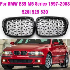 フロントグロスブラックフロントダイヤモンドキドニーグリルカスミソウグリル BMW E39 M5 シリーズ 1997-2003 520I 525 530 51137005838