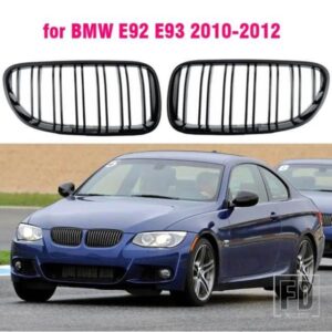 フロントグリルキドニーグリル BMW E92 E93 320I 328I 335I 2 ドア 2010 2011 2012 カースタイリンググロスブラックデュアルライン