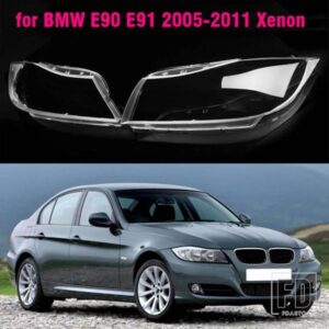 フロントヘッドライトレンズカバーキセノン BMW E90 3 2005 2006 2007 2008 ガラス自動シェルヘッドランプランプシェードクリア