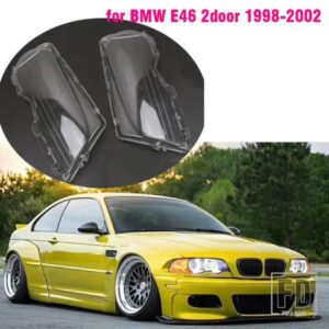フロントヘッドライトレンズカバー BMW E46 2 ドア 320I 325I 325XI 330I 330XI ガラス自動ランプシェードクリア