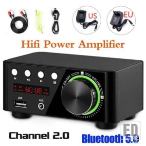BLUETOOTH 5.0 HIFI パワーアンプ 50WX2 チャンネル 2.0 ホームカーデジタルオーディオアンプ USB U-DISK TF 音楽プレーヤー