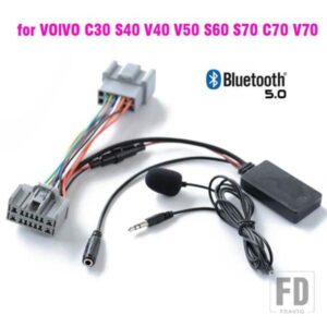 BLUETOOTH 5.0 ワイヤレス電話通話ハンズフリー AUX アダプタ VOLVO C30 S40 V40 V50 S60 S70 C70 V70 XC70 S80 XC90 マイク付き