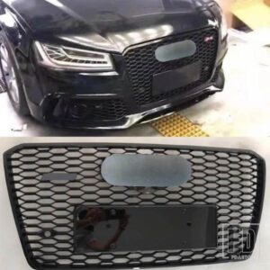 フロントバンパースポーツフードレーシンググリルグリッド ABS グロスブラックアウディ A8 S8 2015-2018 カーアクセサリー RS8 に不適