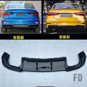A3 8V ABS ブラックリアバンパーリップディフューザー外装部品アウディ A3 S3 SLINE セダン 2017 2018 2019 カーアクセサリー