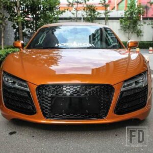 R8 RS スタイルブラックフロントハニカムフードセンターグリルグリルアウディ R8 2014 2015 2016