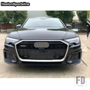 アウディ A6 C8 S6 SLINE レーシンググリル ABS マットフレームフロントバンパーメッシュグリッドカーアクセサリークワトロスタイルフィット RS6