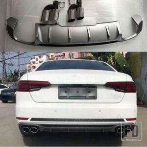 S4 リアバンパーリップディフューザー排気付きアウディ S4 SLINE スポーツバンパー 2017 ? 2019 リアリップカースタイリングオートアクセサリー