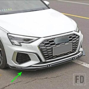 A3 フロントリップグロスブラックスプリッタースポイラーアウディ A3 S3 S ライン 2021 2022 3 ピース/セットバンパー部品