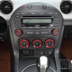 マツダ MX-5 NC 2009-15 合金レッド//ブラックカーエアコン音量調整ノブカバートリムカーアクセサリー