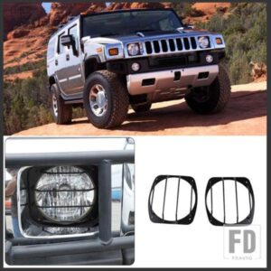 2003-2009 ハマー H2 ステンレス黒カースタイリングフロントヘッドライトメッシュステッカー外観アクセサリー