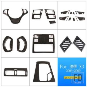 2006-2010 BMW X3 E83 ABS カーボンパターンインナードアボウルカバーガラスリフティングフレームインテリアアクセサリー