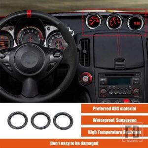 日産 370Z Z34 2009-2020 ABS カーボンダッシュボード時計時計装飾リングカバーステッカーカーアクセサリー 3 個