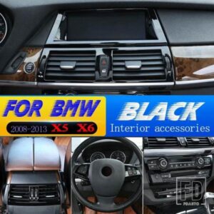2008-2013 BMW X5 X6 E70 E71 ABS ブラックカースタイリングステアリングホイールボタンフレームガラスリフトスイッチフレームステッカーカーパーツ