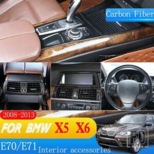 BMW X5 E70 X6 E71 2008-2013 ABS カーボンカーセンターコンソール計器パネルカバーステッカーアクセサリー