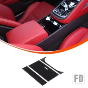 ジャガー F-TYPE 2013 + 黒 PVC 中央制御収納ボックスパネル装飾ステッカー車内アクセサリー
