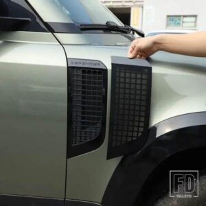 ランドローバーディフェンダー 90 110 130 20-24 ステンレスフェンダープレートインレット防虫網カバートリムステッカーカーアクセサリー