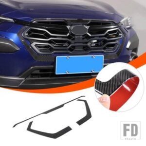 スバルクロストレック 2024 + ソフトカーボンカースタイリングフロントグリル装飾ストリップステッカー外装アクセサリー 3 個