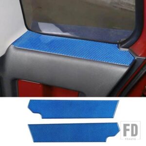 2007-2021 トヨタ FJ クルーザーソフトカーボンブルーリアドア内窓トリムストリップステッカーインテリアアクセサリー