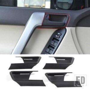 トヨタランドクルーザープラド FJ150 150 14-18 ABS マットブラック車内ドアボウルカバー装飾ステッカーアクセサリー