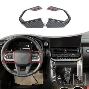 トヨタランドクルーザー LC300 2023 ABS カーボンステアリングホイールボタンフレーム装飾ステッカーカーインテリアアクセサリー